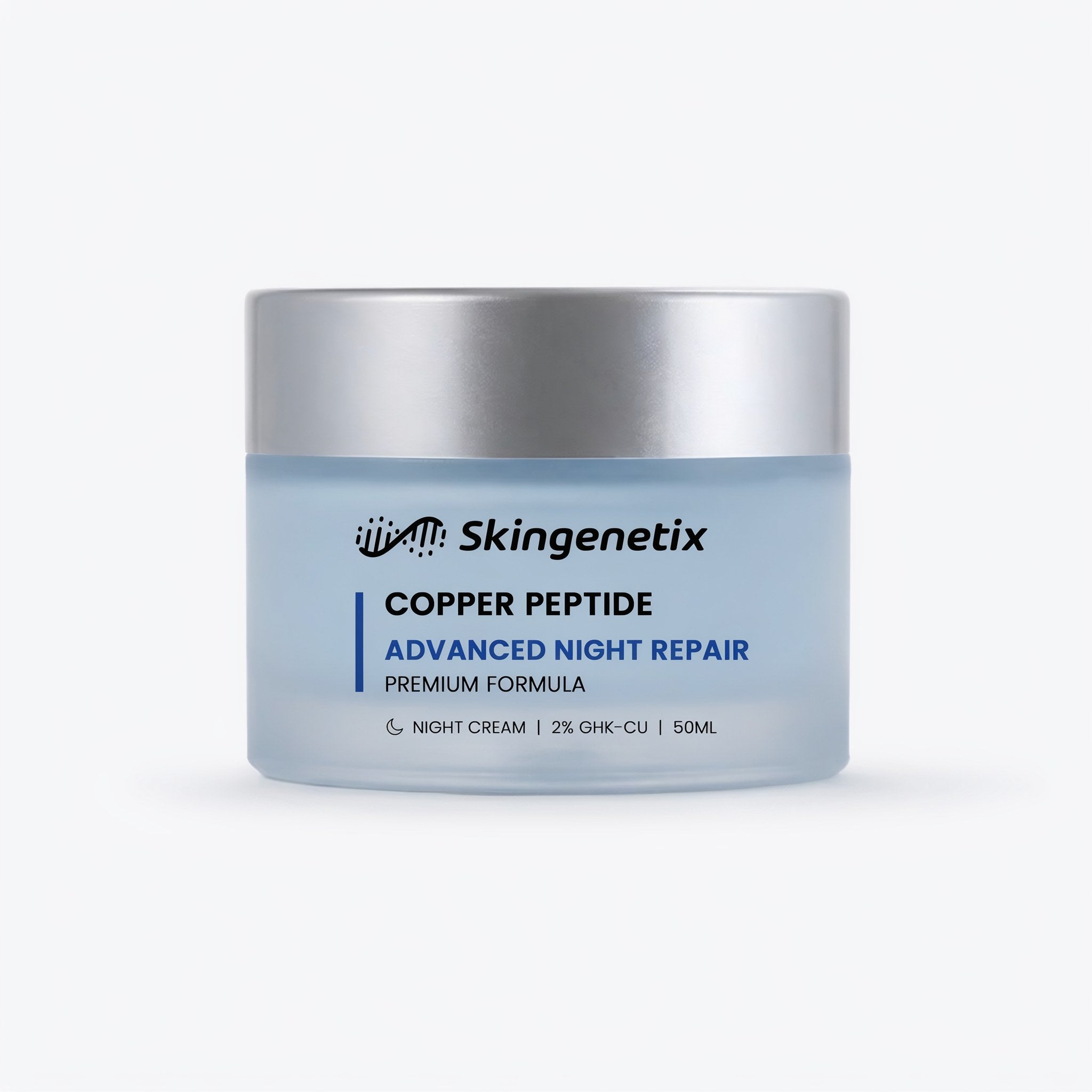 Skingenetix Copper Peptide (GHK-Cu) 2% Night Cream, 50ml - jar on a white background
