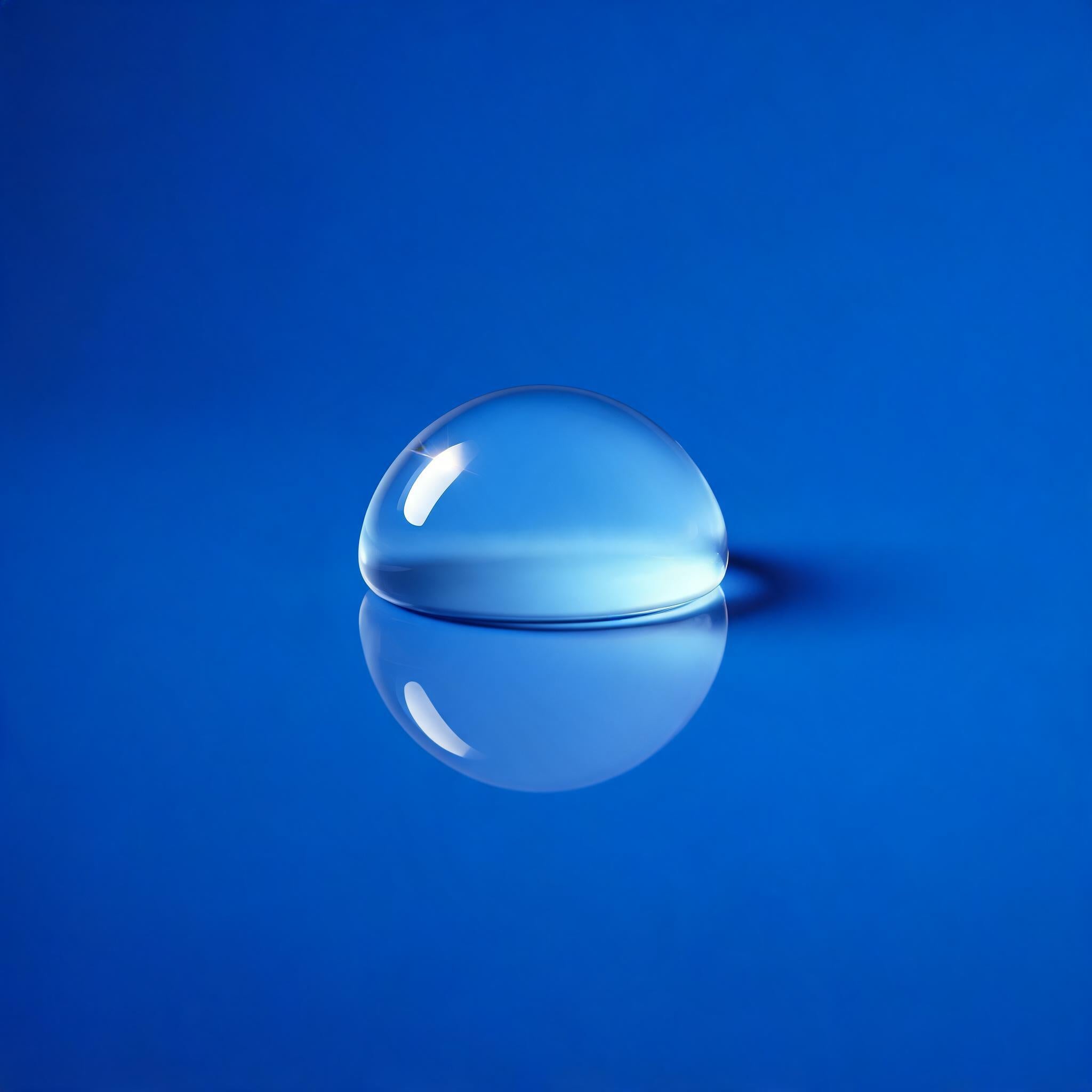A single blue serum droplet on a clinical blue background - Skingenetix repair and renewal range