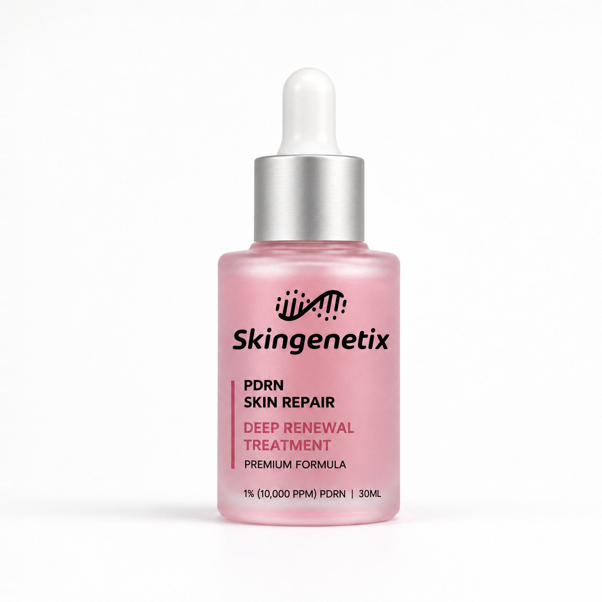 Skingenetix PDRN 1% Renewal Serum, 30ml - pink frosted bottle on white