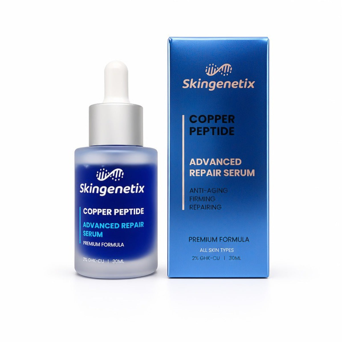 Skingenetix Copper Peptide GHK-Cu 2% Renewal Serum met verpakking