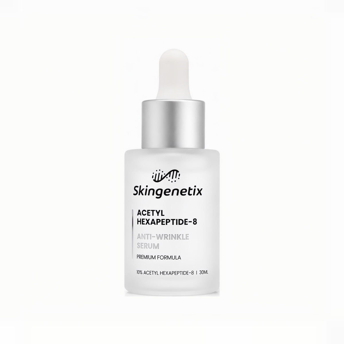 Skingenetix Acetyl Hexapeptide-8 Anti-Wrinkle Serum, 30ml - frosted bottle on white