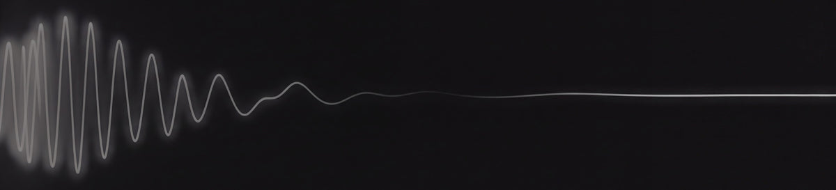 A wave of light losing amplitude until it lies flat on a dark ground, representing expression lines relaxing with Argireline