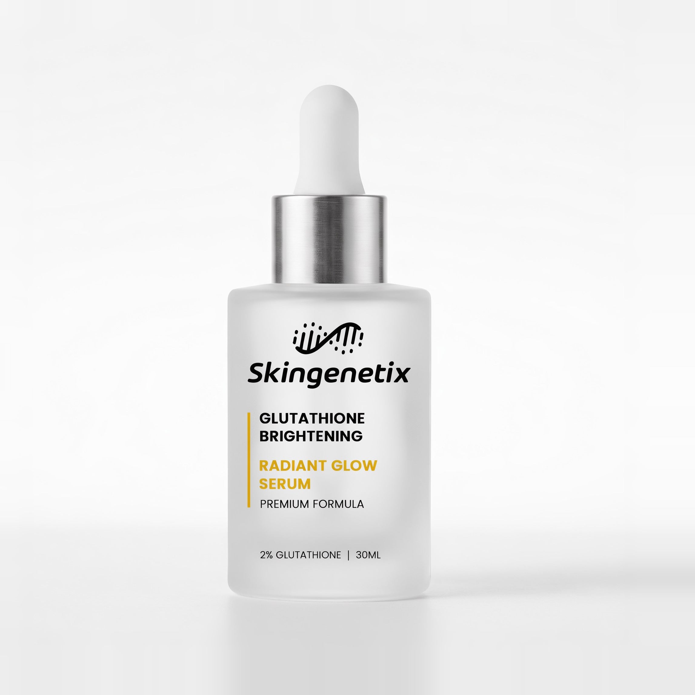 Skingenetix Glutathione Brightening Radiant Glow Serum, 2%, 30ml - frosted bottle on white
