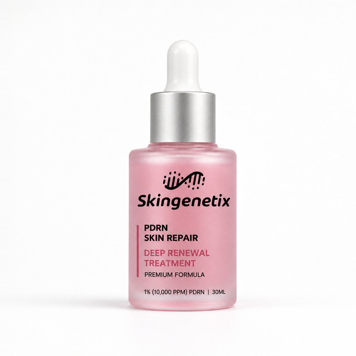 Skingenetix PDRN 1% Renewal Serum, 30ml - pink frosted bottle on white