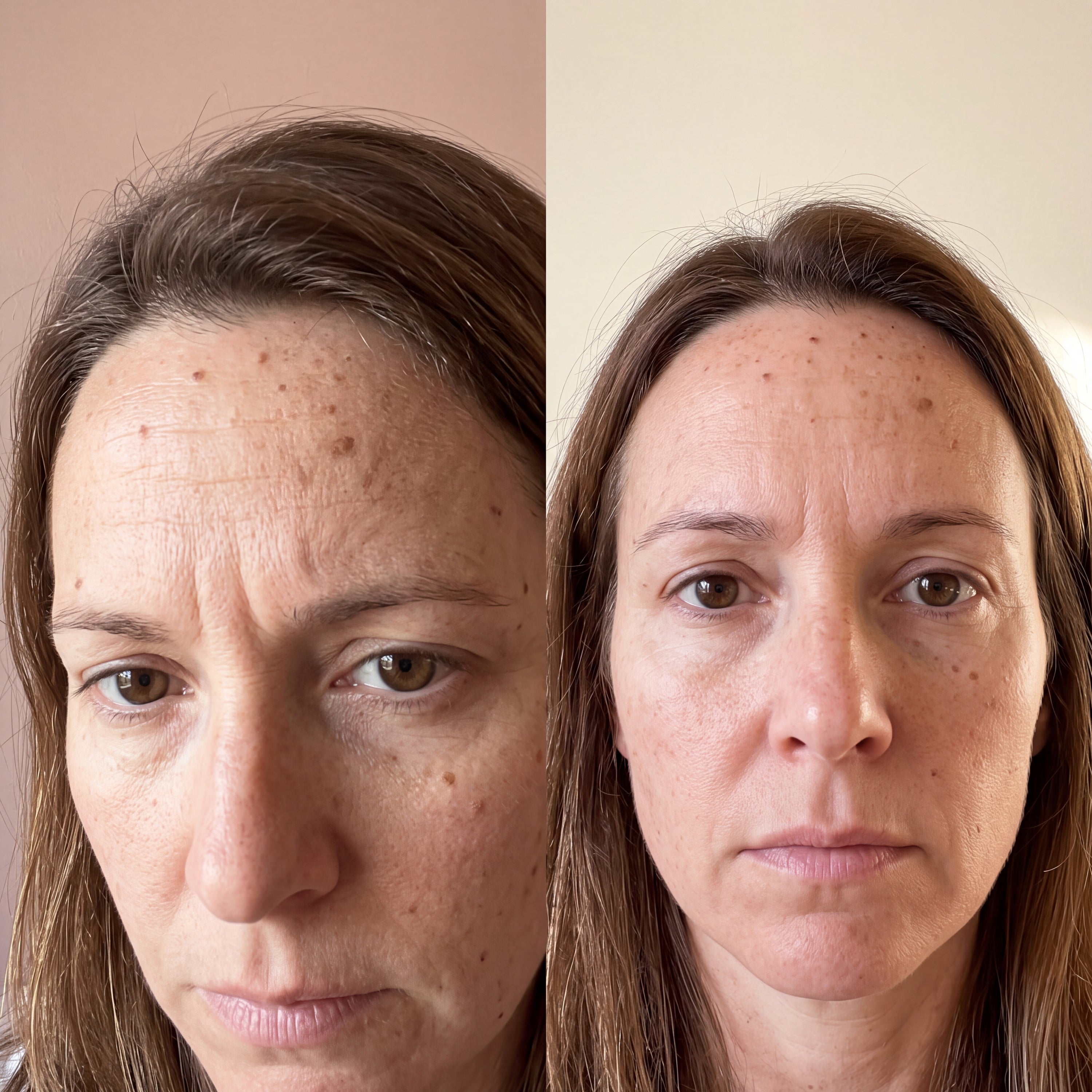 Before and after skin comparison showing improved skin condition and texture