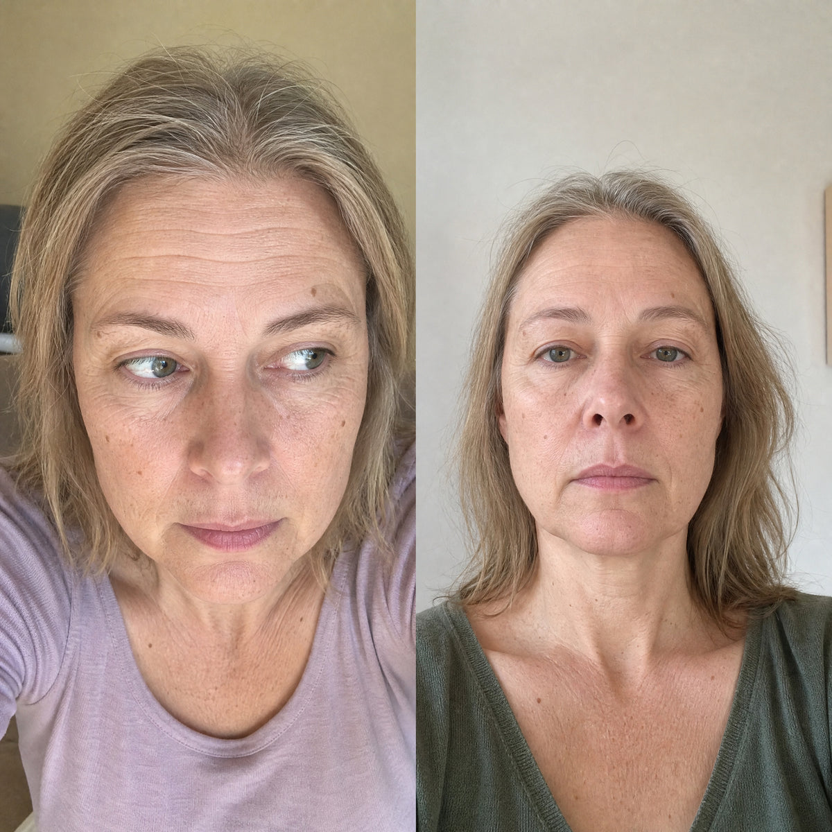 Before and after skin comparison showing softer fine lines and wrinkles